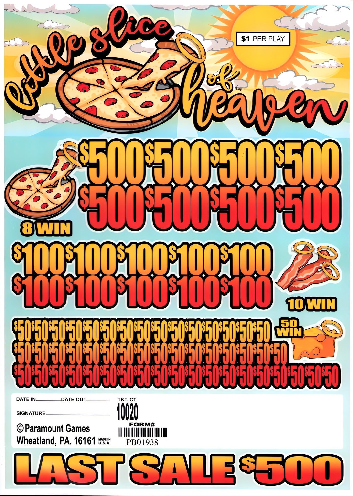 LITTLE SLICE OF HEAVEN 10,020 ct Jar Ticket