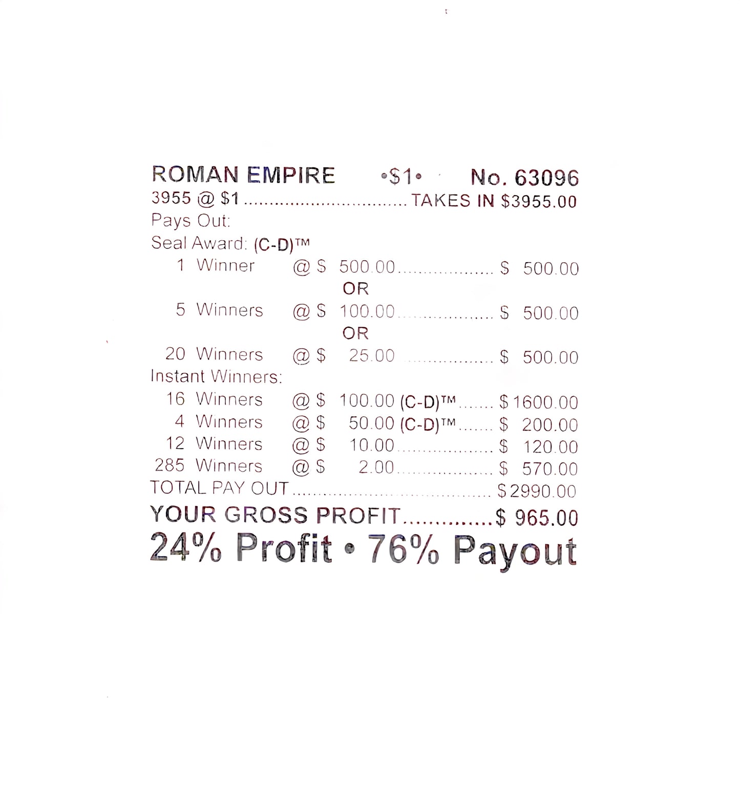 ROMAN EMPIRE 3,955 ct Chip