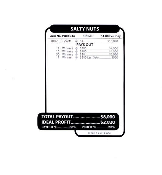 SALTY NUTS 10,020 ct Jar Ticket