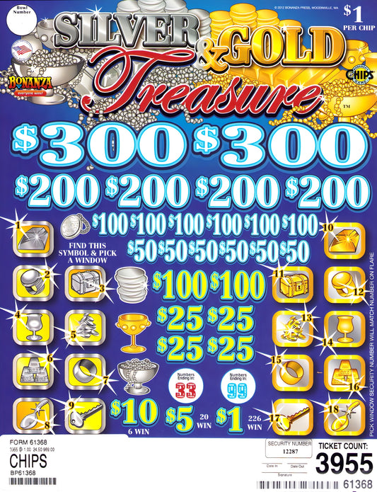 SILVER AND GOLD TREASURE 3,955 ct Chip