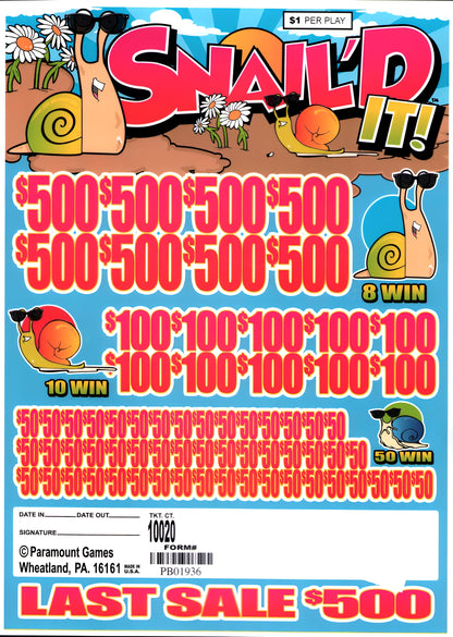 SNAILED IT 10,020 ct Jar Ticket