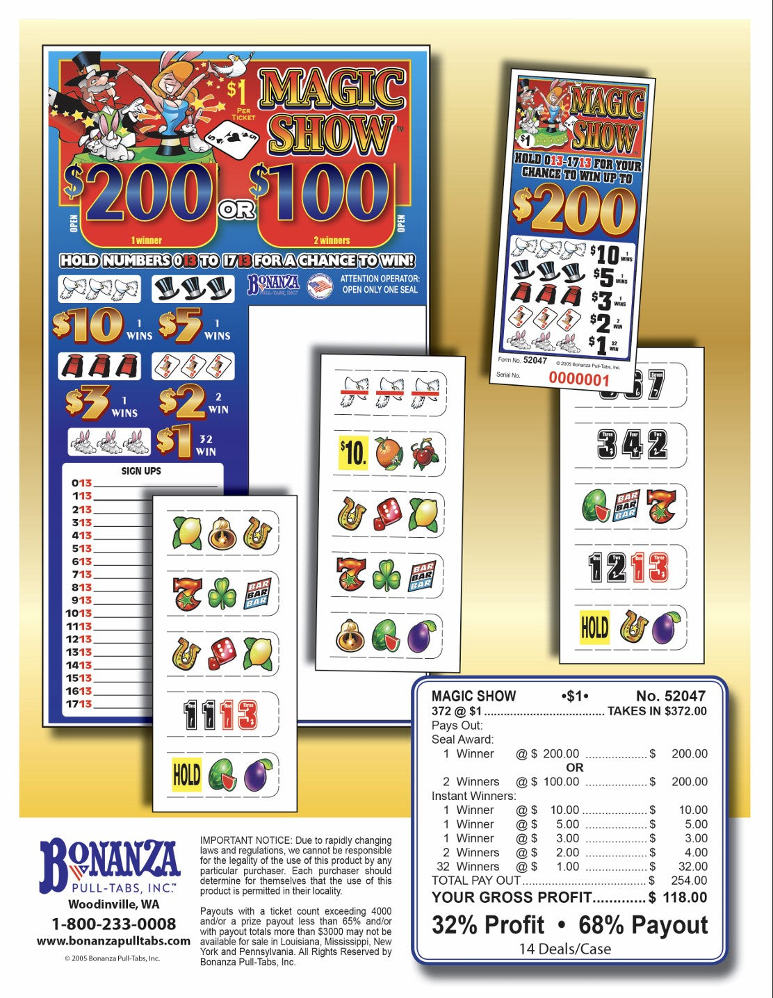 MAGIC SHOW 372 ct Pull Tab Ticket