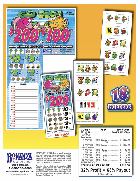 GO FISH 372 ct Pull Tab Ticket