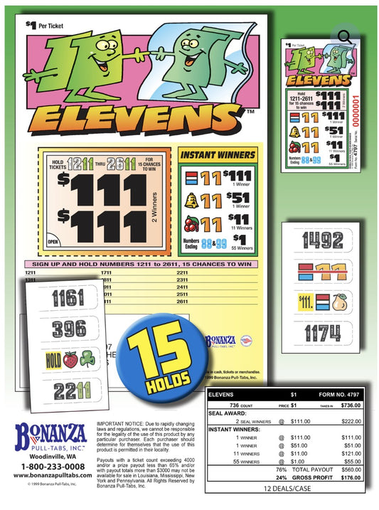 ELEVENS 736 ct Pull Tab Ticket