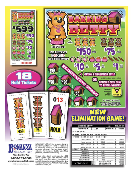 BARKING BEATTY 1,736 ct Pull Tab Ticket