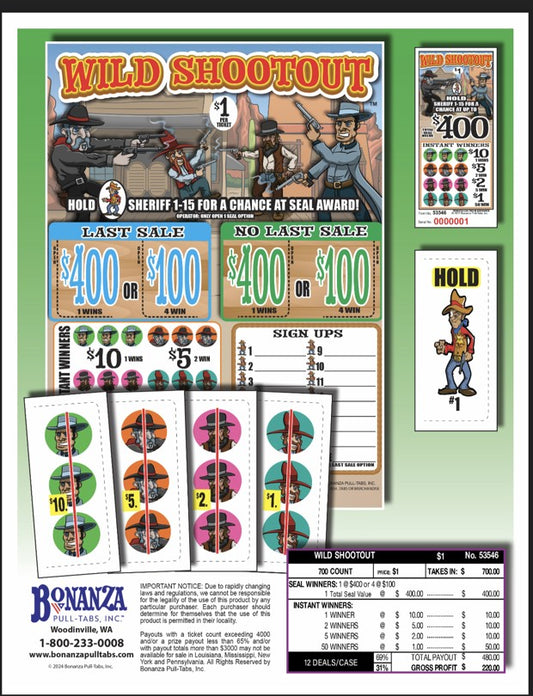 WILD SHOUTOUT 700 ct Pull Tab Ticket