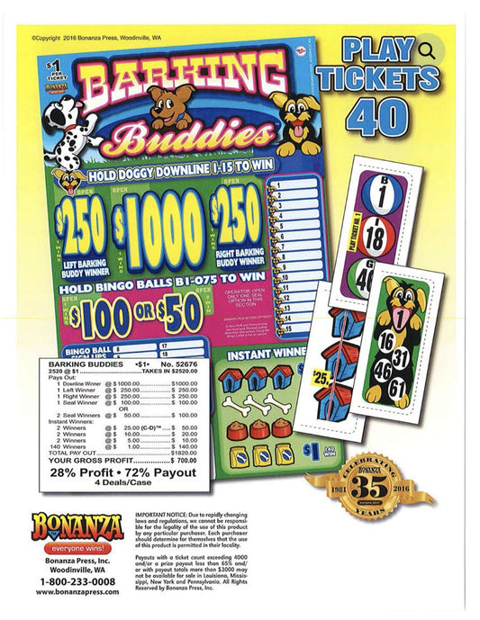 BARKING BUDDIES 2,520 ct Pull Tab Ticket