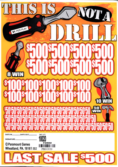 THIS IS NOT A DRILL 10,020 ct Jar Ticket