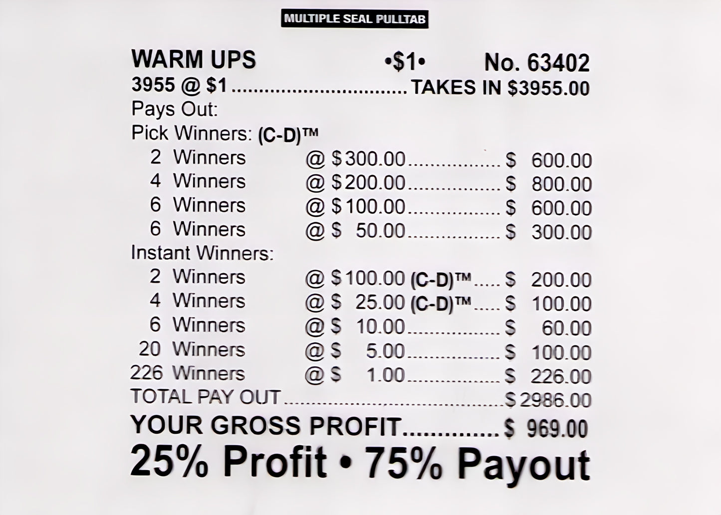 WARM UPS 3,955 ct Chip