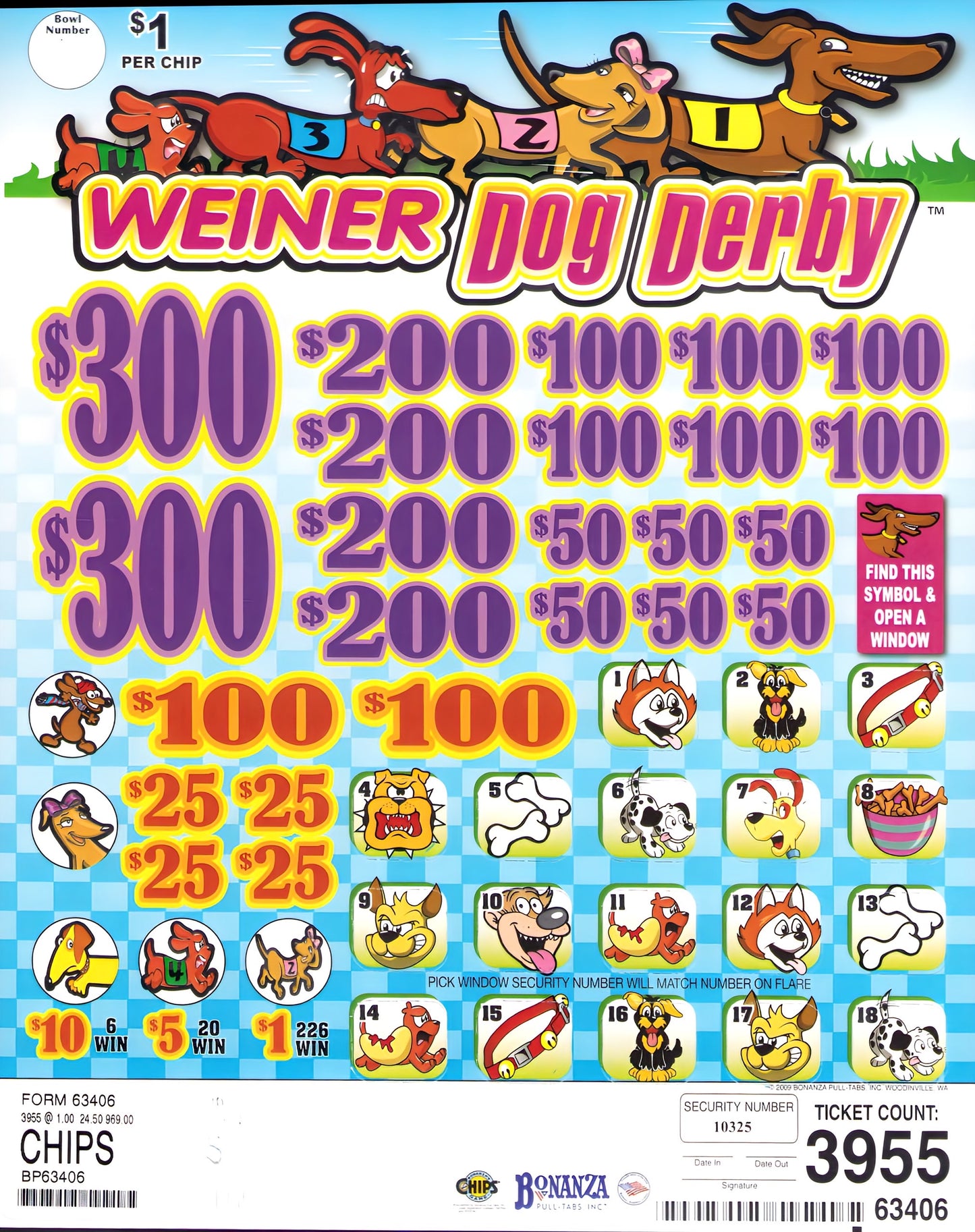 WEINER DOG DERBY 3,955 ct Chip