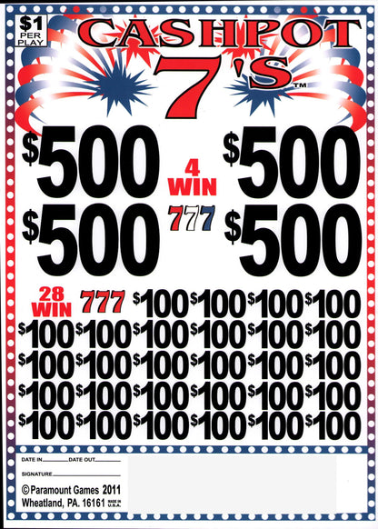 CASHPOT 7'S 6,100 ct Jar Ticket