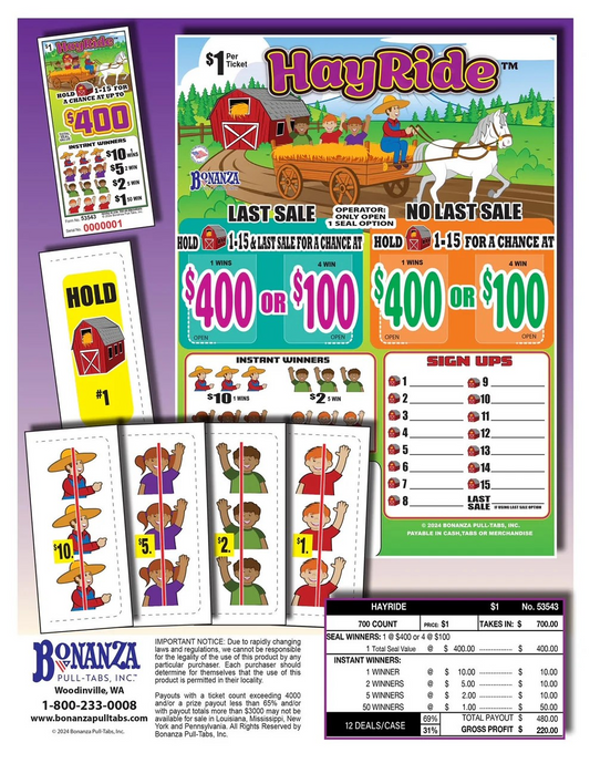 HAYRIDE 700 ct Pull Tab Ticket