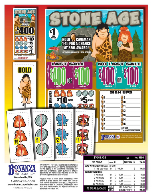 STONE AGE 700 ct Pull Tab Ticket